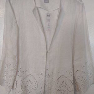 White embroidered linen jacket